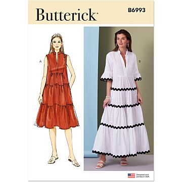 Butterick Symönster damklänningar i nivå med ståkrage #B6993.K5 storlek 34-42