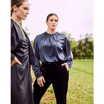 burda symönster i sidenblus för damer med sexiga ärmslitsar 12/24 #107 