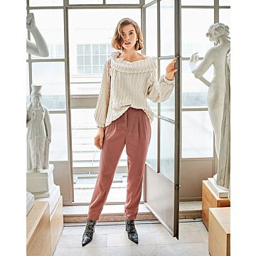 burda symönster damtröja, kabelstickat mönster och nedfällbar krage 12/24 #126 