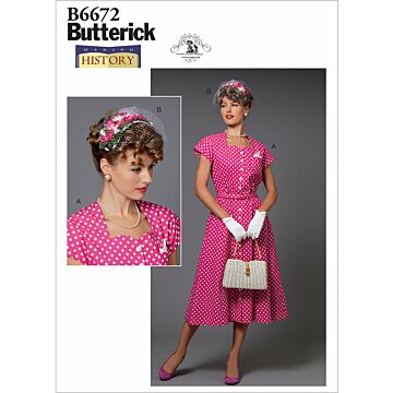 Butterick 6672 - Klännning Utklädningskläder - Dam - Hatt - Bröllop Maskerad