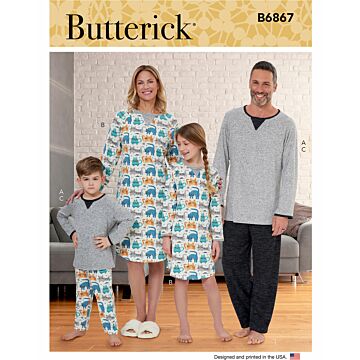 Butterick 6867 - Pyjamas - Flicka Pojke Dam Herr