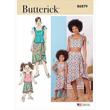 Butterick 6879 - Top Kjol - Dam Flicka