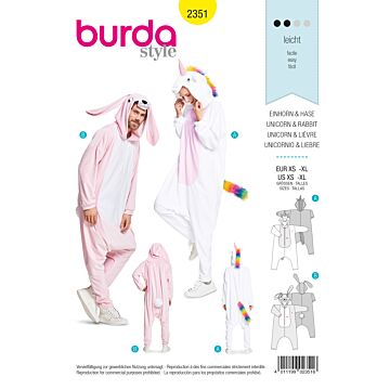 Burda 2351 - Utklädningskläder - Dam Herr - Maskerad