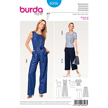 burda symönster damoverall - topp - byxor 6516 