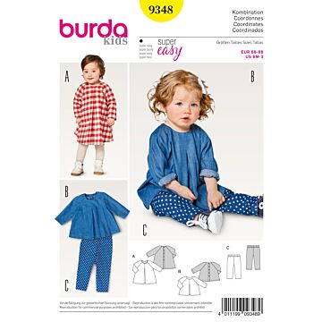 Burda 9348 - Blus Byxa Klänning - Baby