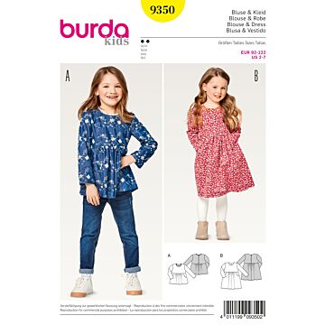 Burda 9350 - Blus Klänning - Flicka