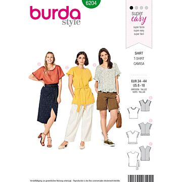 Burda 6204 - Blus Skjorta - Dam
