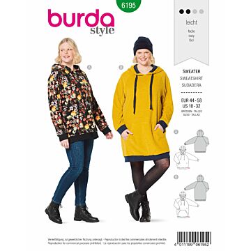 Burda 6195 - Tröja - Dam - Casual
