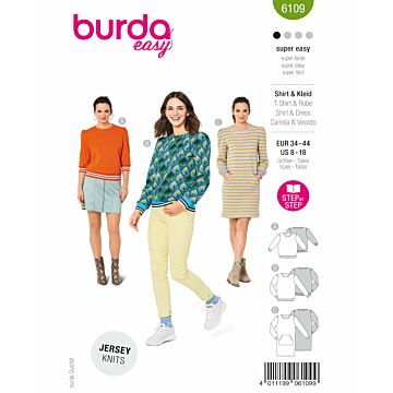 Burda 6109 - Tröja Klänning Sportkläder - Dam - Casual