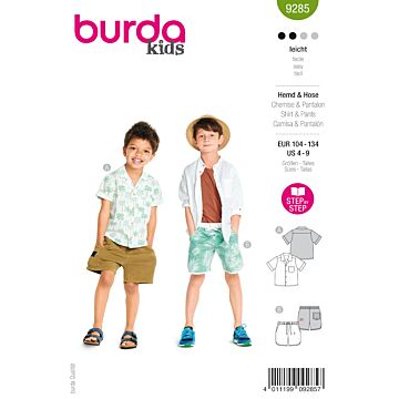 Burda 9285 - Skjorta Shorts - Pojke