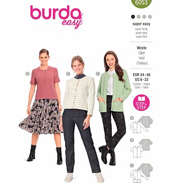 Burda 6053 - Burda 6053 Cardigan with Rounded Neckline