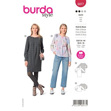 Burda 6077 - Klänning Blus - Dam