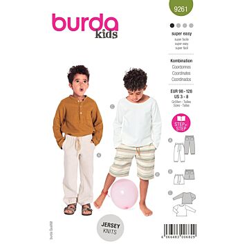 Burda 9261 - Byxa Tröja Shorts - Flicka Pojke - Casual