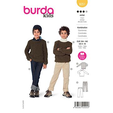 Burda 9251 - Byxa Tröja - Flicka Pojke