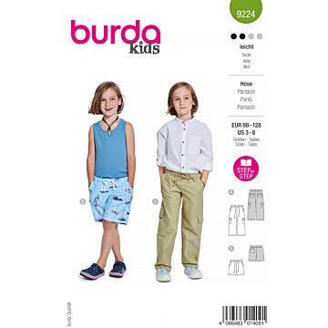 Burda 9224 - Byxa Shorts - Pojke Flicka