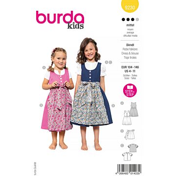 Burda 9230 - Blus Klänning Förkläde - Flicka