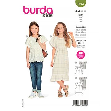 Burda 9244 - Klänning Blus - Flicka