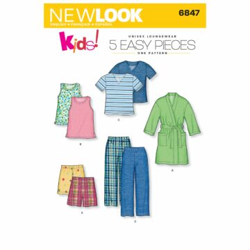 New Look 6847 - Byxa Shorts Top Pyjamas - Barn