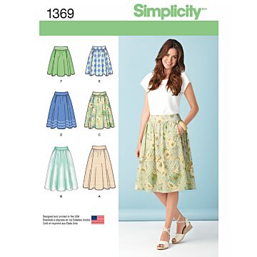 Simplicity Symönster kvinnors kjolar #1369.H5 storlek 36-44