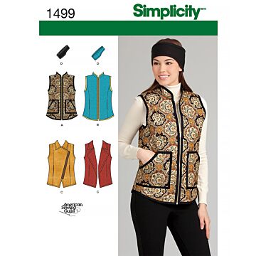 Simplicity Symönster kvinnors västar #1499.U5 storlek 46-54