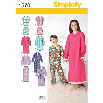 Simplicity Symönster set barnens nattkläder pyjamas badrockar nattlinnen #1570.HH storlek 3-6 år