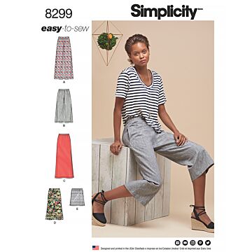 Simplicity Symönster set kvinnors byxor shorts kjol #8299.H5 storlek 34-44