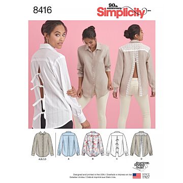 Simplicity Symönster kvinnors slipblusar #8416.H5 storlek 32-40
