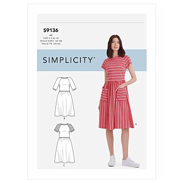 Simplicity Symönster kvinnors klänningar #9136.H5 storlek 32-40
