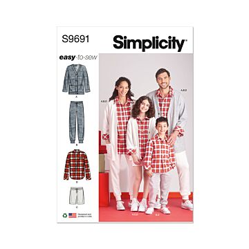Simplicity Symönster kvinnor män barn loungewear storlekar SL