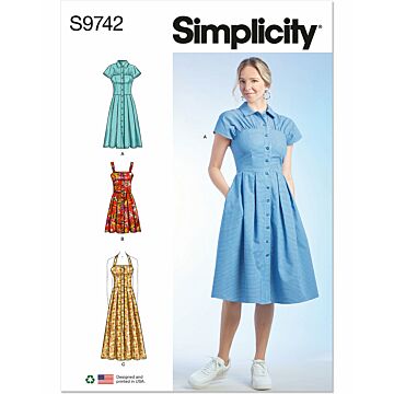 Simplicity Symönster med knappslå (mini/midi/maxi längd) #9742 storlek 38-46