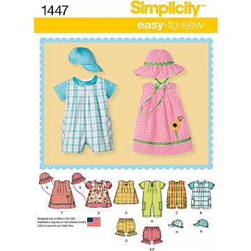 Simplicity 1447 - Klännning Top - Baby - Hatt