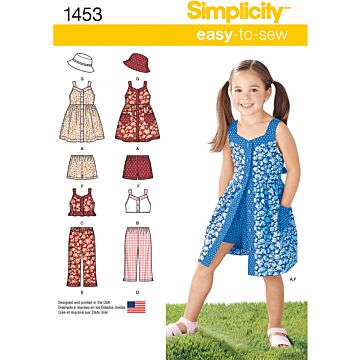 Simplicity 1453 - Klännning Top Byxa Shorts - Dam - Hatt