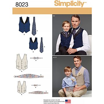 Simplicity 8023 - Väst - Pojke , Herrar- Accessoarer
