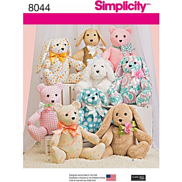 Simplicity 8044 - Two-Pattern Piece Stuffed Animals