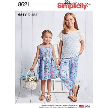 Simplicity 8621 - Klänning Top Byxa - Flicka