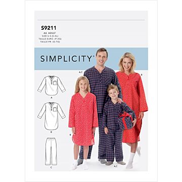 Simplicity 9211 - Pyjamas - Flicka Pojke Dam Herr