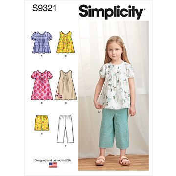 Simplicity 9321 - Klänning Top Byxa Shorts - Flicka