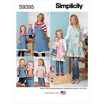 Simplicity 9395 - Förkläde - Flicka Dam - Dockkläder