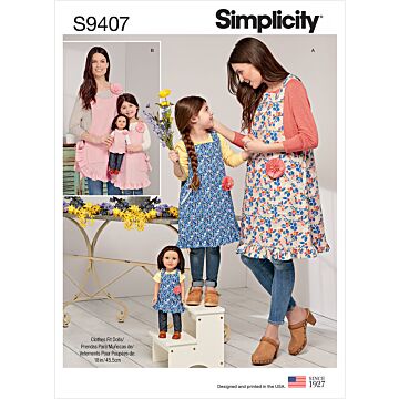 Simplicity 9407 - Förkläde - Flicka Dam - Dockkläder