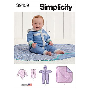 Simplicity 9459 - Jumpsuit Byxa Tröja - Baby - Filt