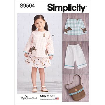 Simplicity 9504 - Byxa Kjol Tröja - Flicka - Väska