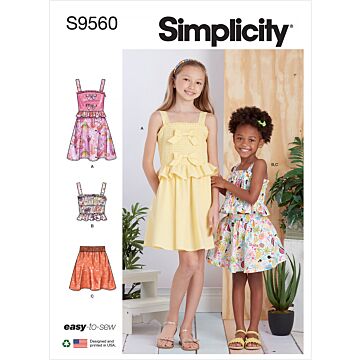 Simplicity 9560 - Klänning Top Kjol - Flicka