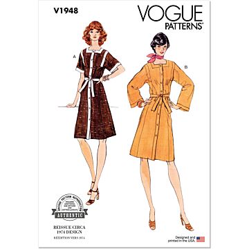 Vogue Symönster V1948Y5 dam vintage mellanknälång klänning storlek 44-52