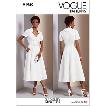 Vogue Symönster V1950F5 damfodrad klänning med skärpstorlek 42-50