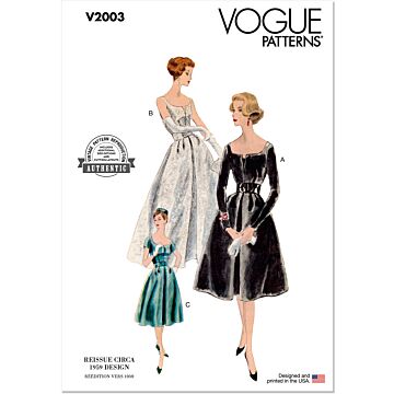 Vogue Symönster vintageklänning och underklänning för kvinnor # V2003 storlek 42-50