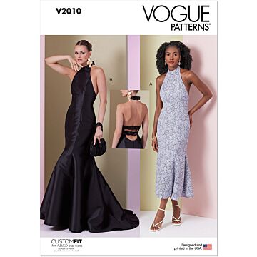 Vogue Symönster för kvinnor åtsittande trumpetklänning med öppen rygg # V2010 storlek 42-50
