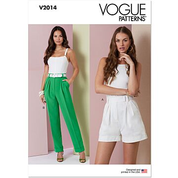Vogue Symönster för kvinnor med hög midja, veckade shorts och byxor # V2014 storlek 44-52