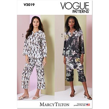 Vogue Patterns 2019 - Blus Tunika Byxa Pyjamas - Dam