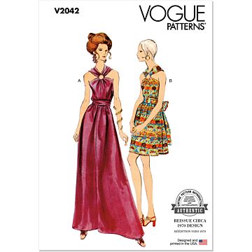 Vogue Symönster för dam vintage ärmlös aftonklänning #V2042 storlek 34-42