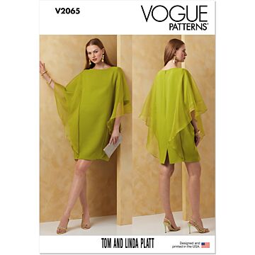 Vogue Symönster damklänning med fladdermusärmar #V2065.B5 storlek 34-42